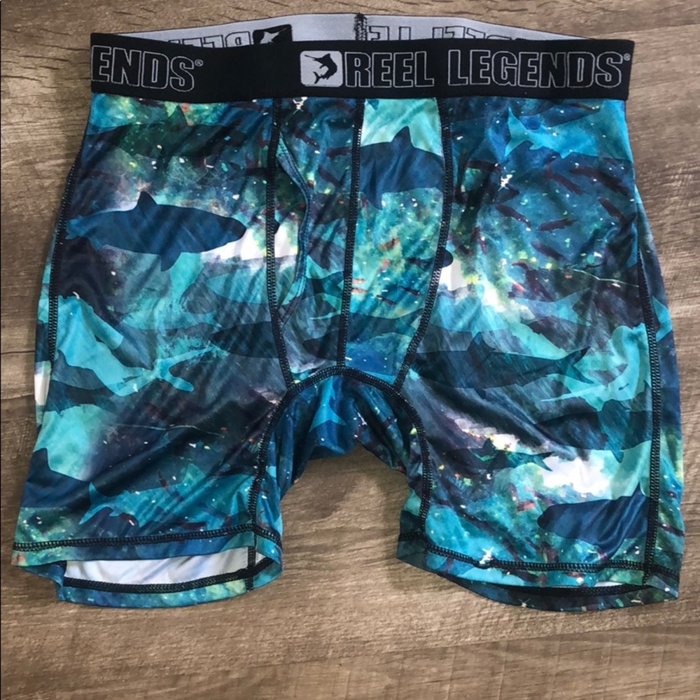 Reel Legends Men Dri-Fit Art Shark Athletic Shorts